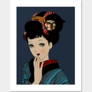 Kimono girl vintage japanese art style Posters and Art